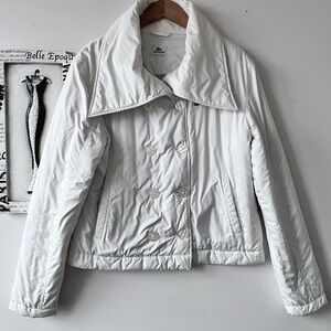 Lacoste Women’s Minimalist Lightweight Ivory Double Breasted Puffer Jacket Sz 46